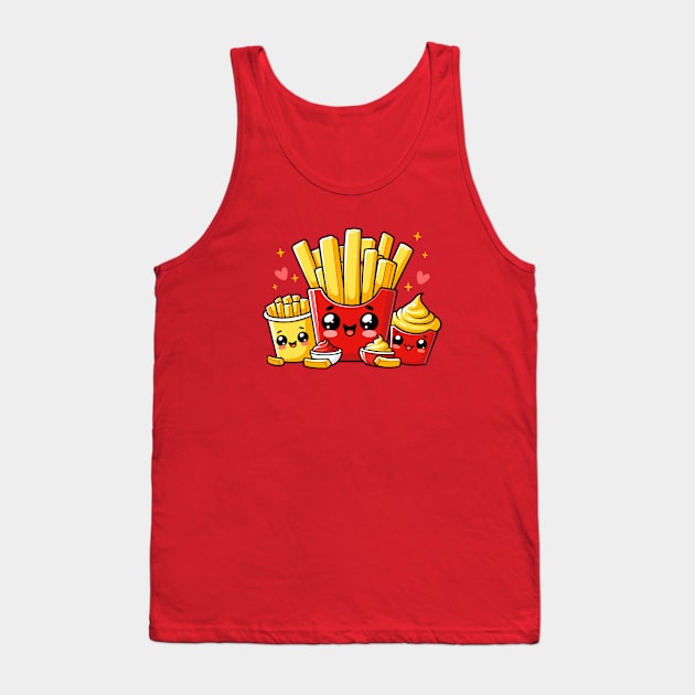 Cute French Fries with Ketchup and Mayonnaise Tank Top by Arief Uchiha